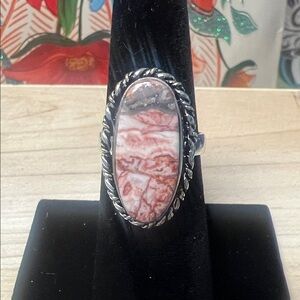 Rosetta Jasper Gemstone Silver Plated Ring Size 7 New